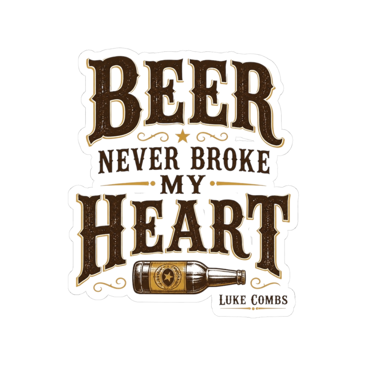 Luke Combs "Beer Never Broke My Heart" Sticker - alternate angle 1, merchandise