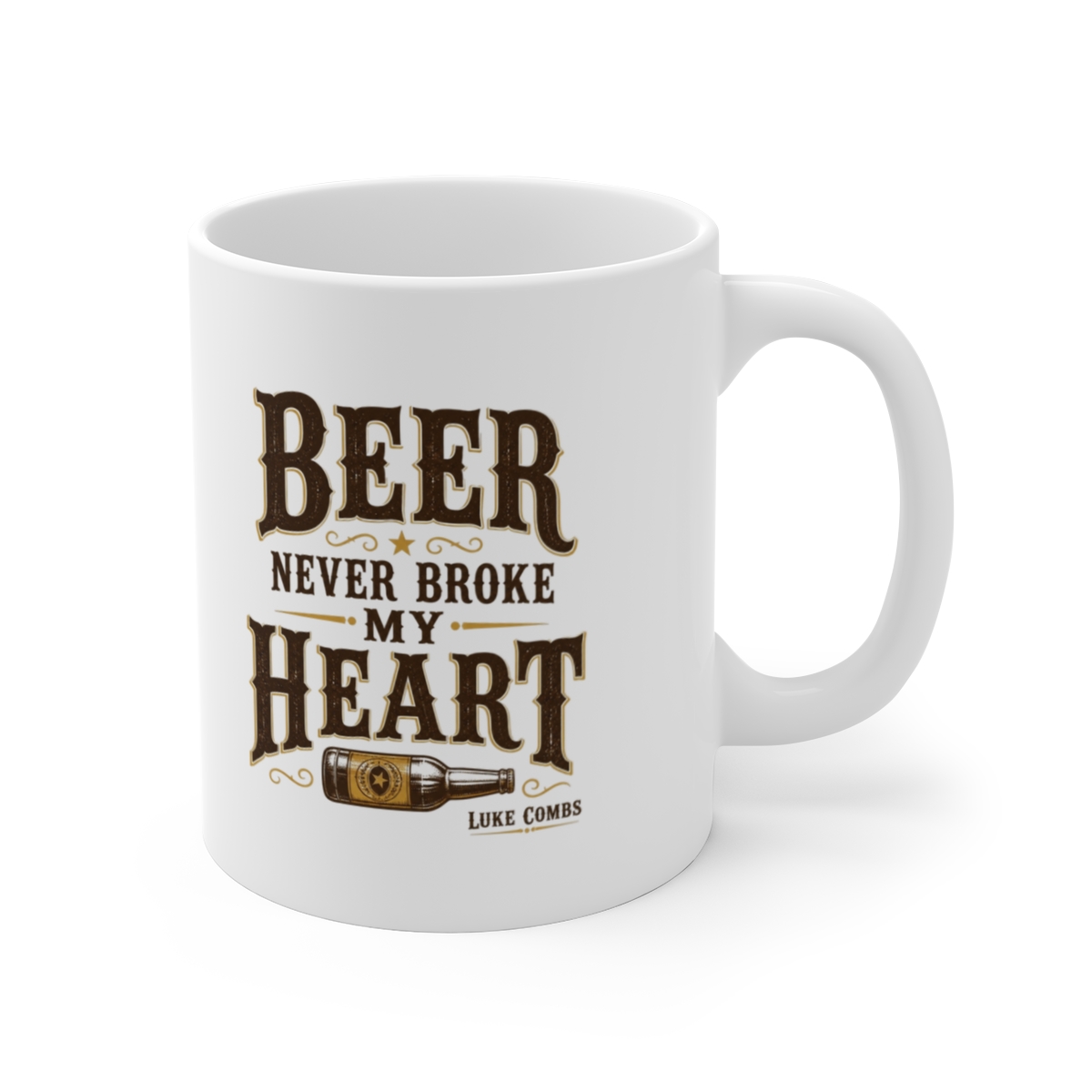 Luke Combs "Beer Never Broke My Heart" White Mug